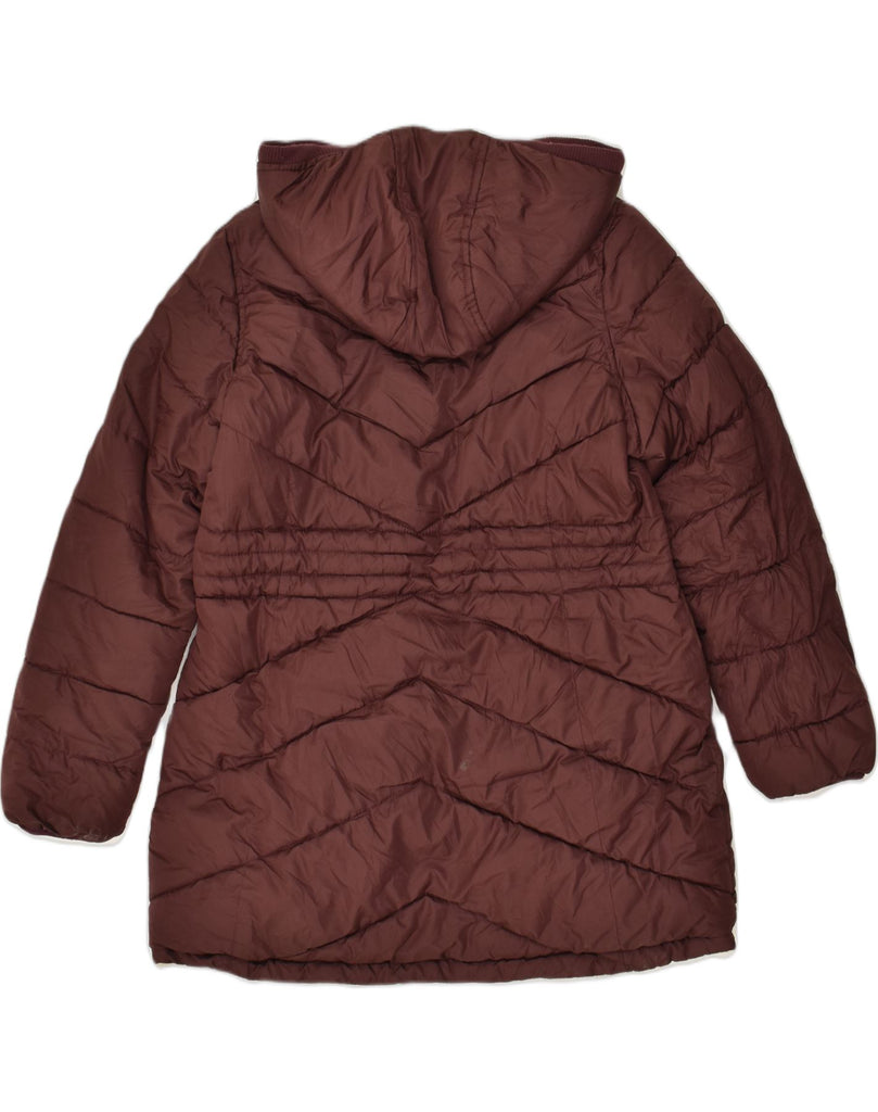 REEBOK Womens Hooded Padded Jacket UK 16 Large Brown Polyester | Vintage Reebok | Thrift | Second-Hand Reebok | Used Clothing | Messina Hembry 