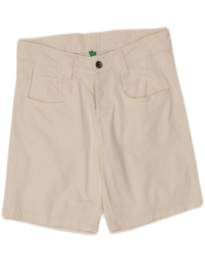 Benetton Womens Denim Shorts UK 8 Small W30  White Cotton