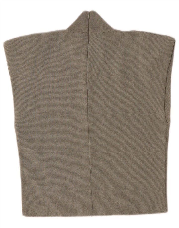 Zara Womens Crop Sleeveless Blouse Top UK 14 Large Grey Viscose