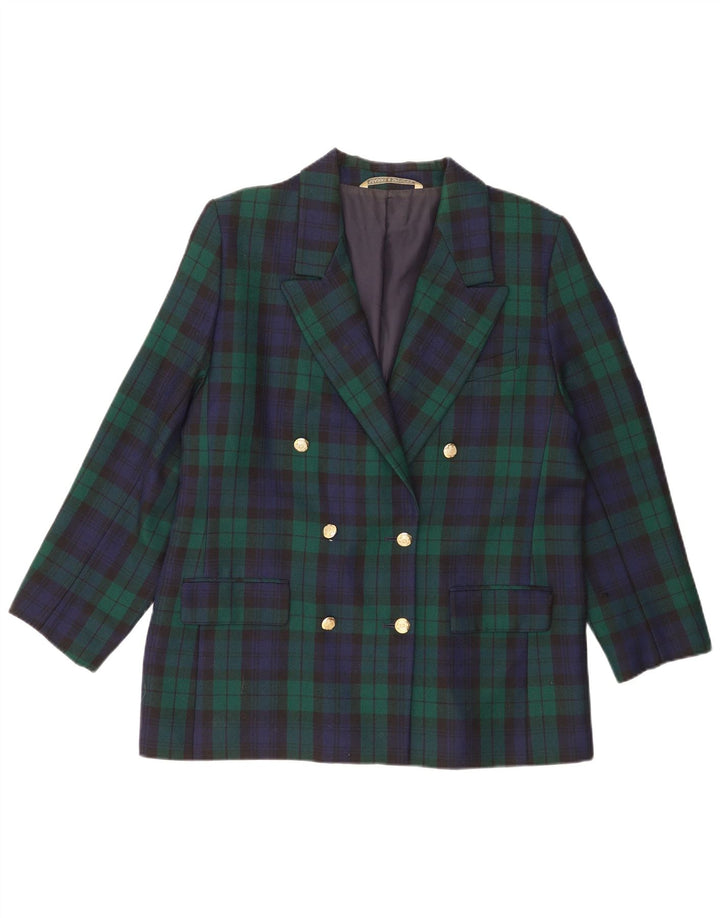 Marks & Spencer Mens Double Breasted Blazer Jacket UK 44 2XL Green Check