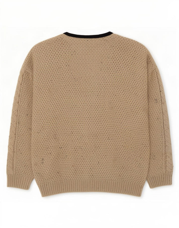 Vintage Mens Cardigan Sweater Large Beige Wool