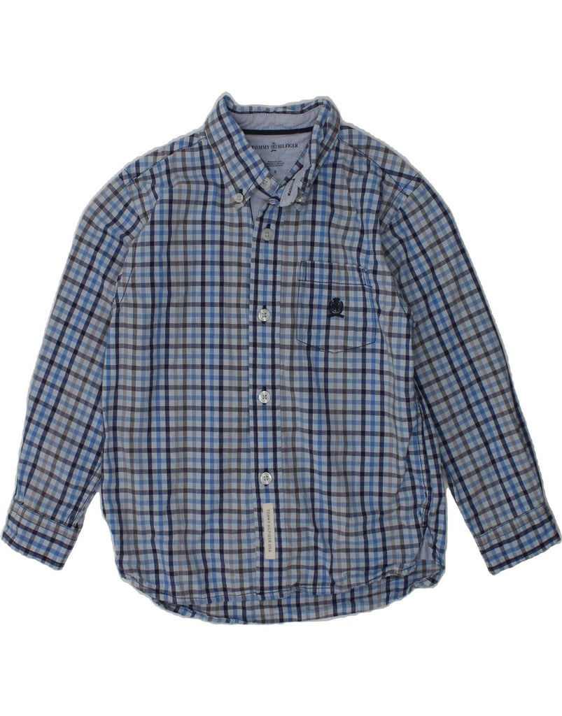 TOMMY HILFIGER Boys Shirt 4-5 Years Blue Check Cotton | Vintage Tommy Hilfiger | Thrift | Second-Hand Tommy Hilfiger | Used Clothing | Messina Hembry 