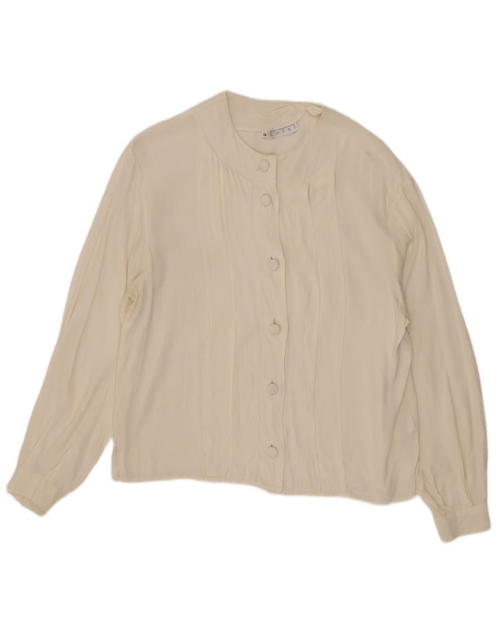 Vintage Womens Shirt Blouse IT 44 Medium White Acetate
