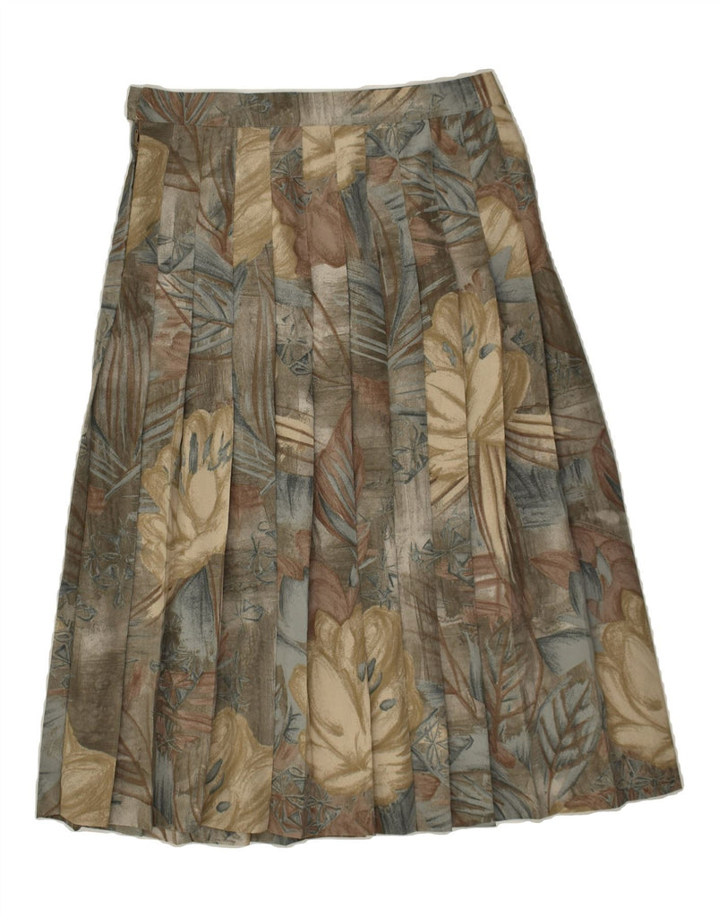 MILA SCHON Womens Pleated A-Line Skirt EU 39 Medium W28  Grey Floral Vintage Mila Schon and Second-Hand Mila Schon from Messina Hembry 