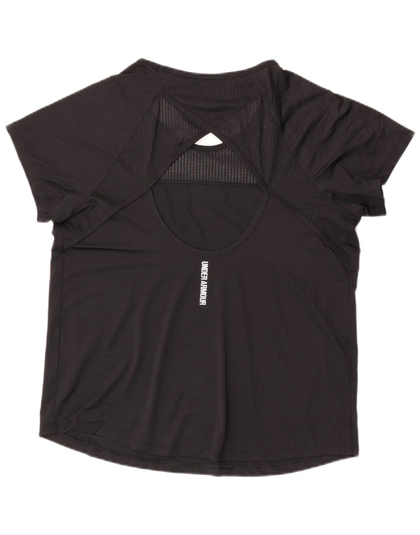 Under Armour Womens Heat Gear T-Shirt Top UK 16 Large Black Polyester