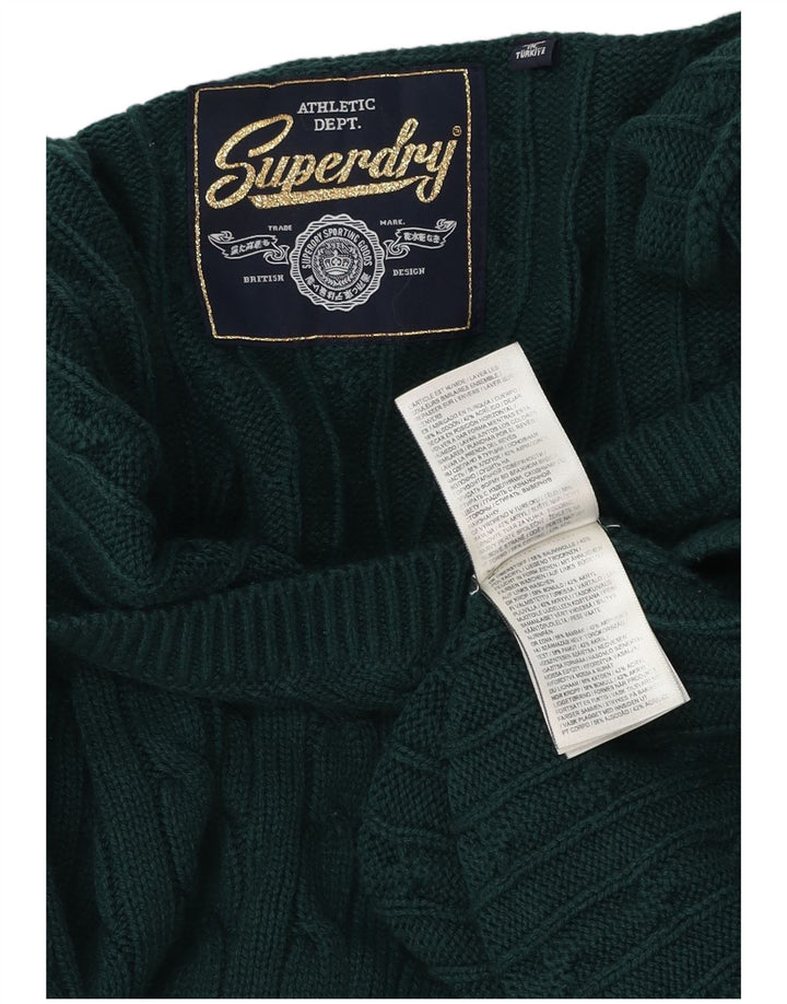 Superdry Mens V-Neck Jumper Sweater XL Green Acrylic