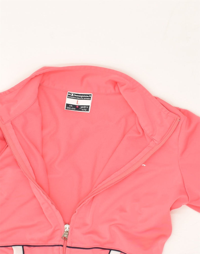 CHAMPION Girls Tracksuit Top Jacket 11-12 Years Large Pink Polyester | Vintage Champion | Thrift | Second-Hand Champion | Used Clothing | Messina Hembry 