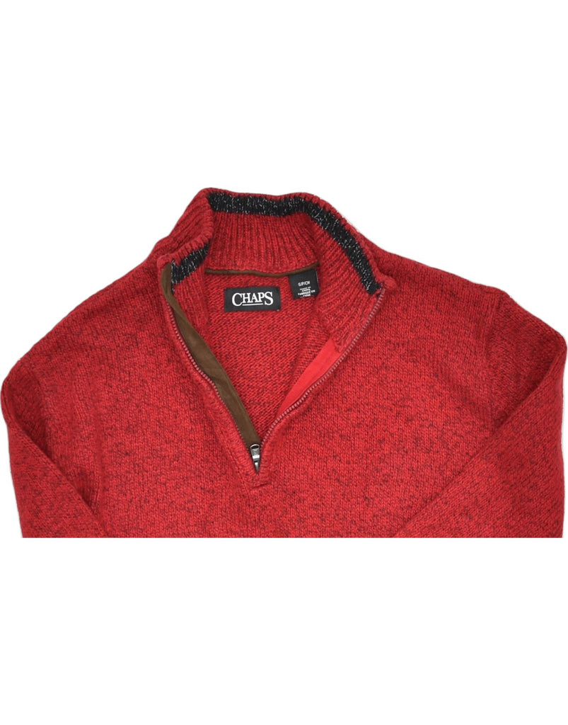 CHAPS Mens Zip Neck Jumper Sweater Small Red Flecked Cotton Classic | Vintage | Thrift | Second-Hand | Used Clothing | Messina Hembry 