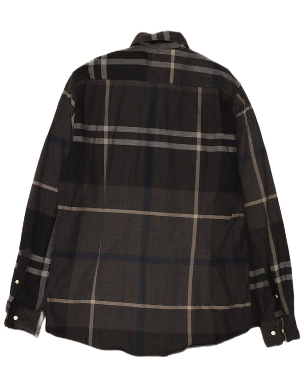 Barbour Mens Tailored Fit Flannel Shirt Medium Grey Check Cotton
