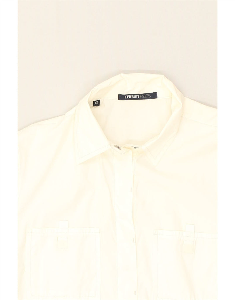 CERRUTI 1881 Womens Oversized Short Sleeve Shirt UK 6 XS White Cotton | Vintage Cerruti 1881 | Thrift | Second-Hand Cerruti 1881 | Used Clothing | Messina Hembry 