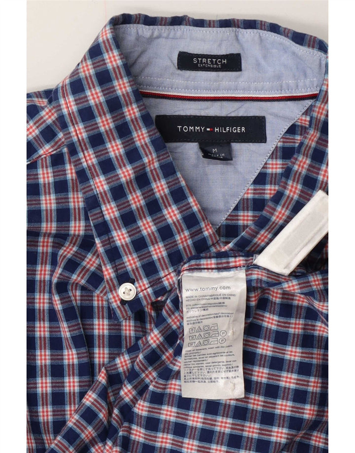 Tommy Hilfiger Mens Shirt Medium Navy Blue Check Cotton
