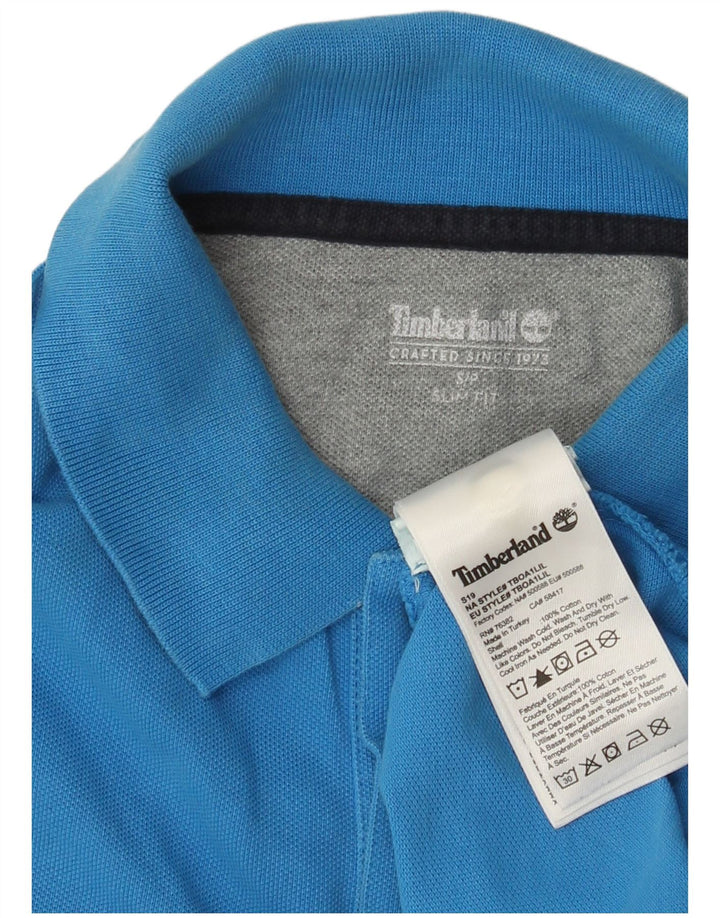 Timberland Mens Slim Fit Polo Shirt Small Blue Cotton