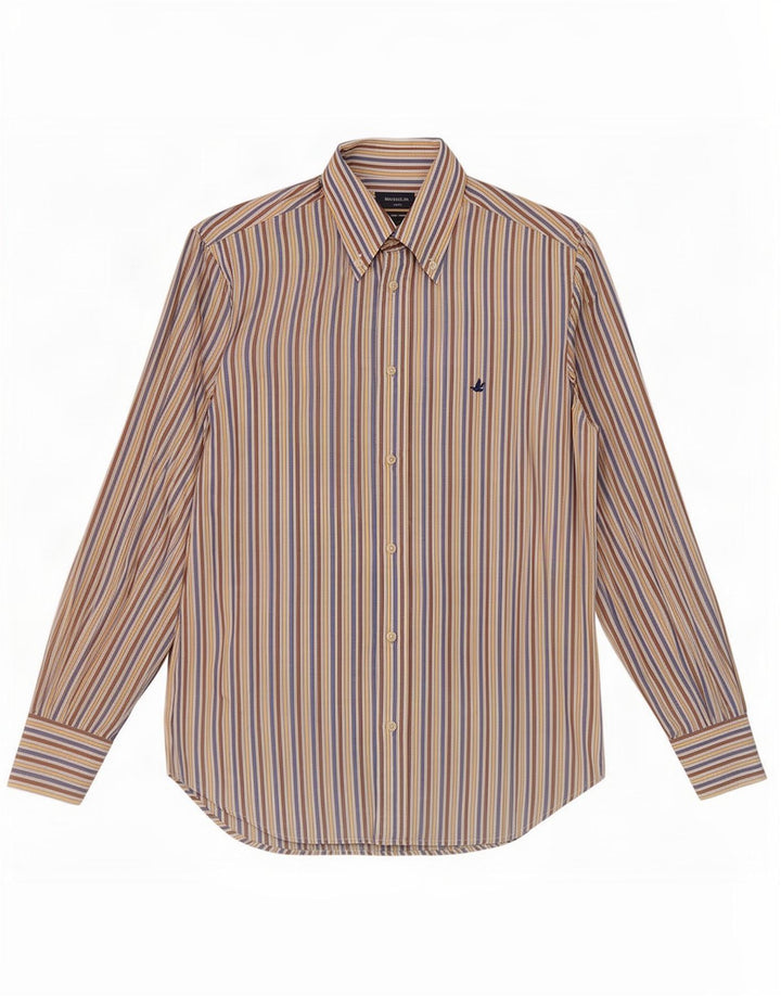 Brooksfield Mens Slim Fit Shirt Size 39 Medium Multicoloured Pinstripe