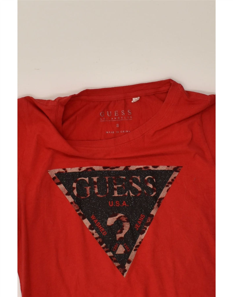 GUESS Womens Graphic T-Shirt Top UK 8 Small Red Cotton | Vintage Guess | Thrift | Second-Hand Guess | Used Clothing | Messina Hembry 