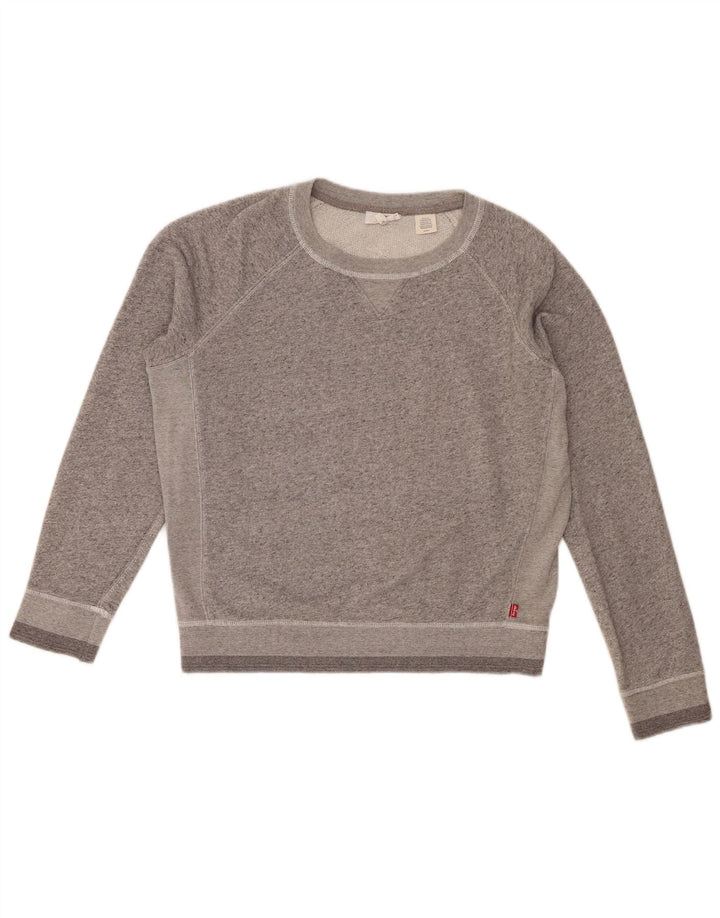 Levi's Womens Oversized Sweatshirt Jumper UK 10 Small Grey Flecked Cotton