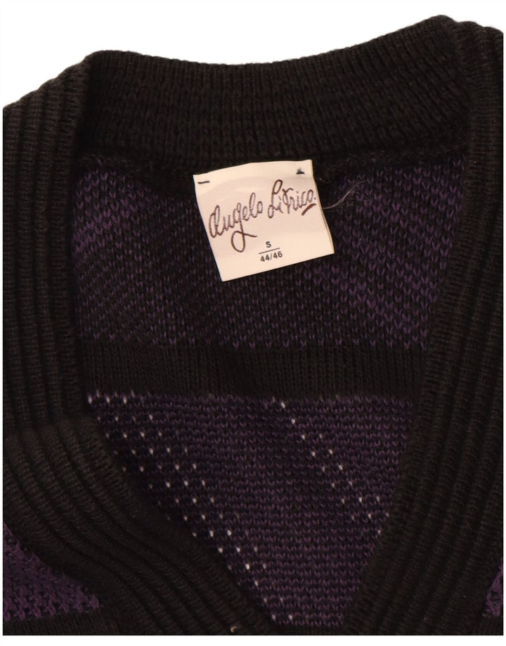 Angelo Litrico Mens V-Neck Jumper Sweater IT 44/46 Small Black Geometric