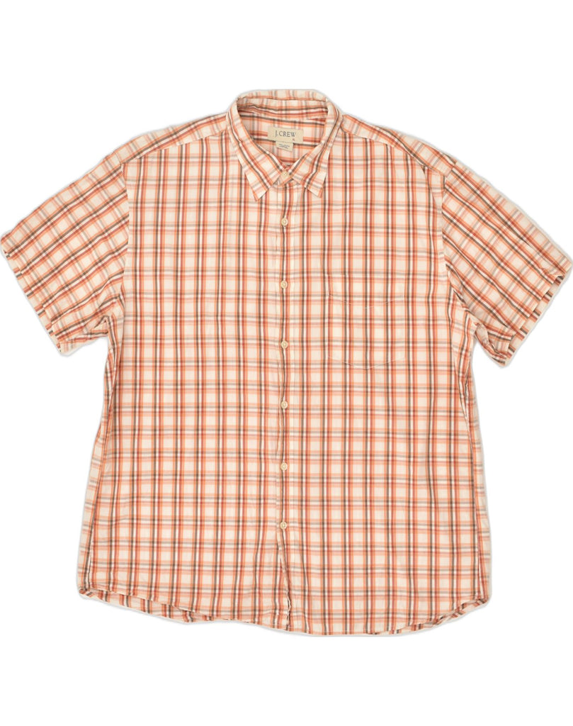 J. CREW Mens Short Sleeve Shirt XL Brown Check Cotton | Vintage J. Crew | Thrift | Second-Hand J. Crew | Used Clothing | Messina Hembry 