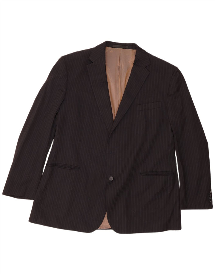 Marks & Spencer Mens 2 Button Blazer Jacket UK 42 Large Black Pinstripe