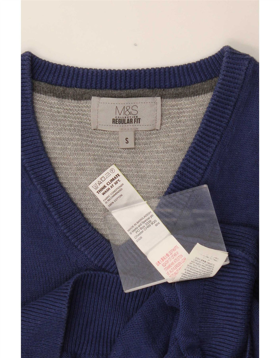 Marks & Spencer Mens Vest Tank Top Small Navy Blue Cotton