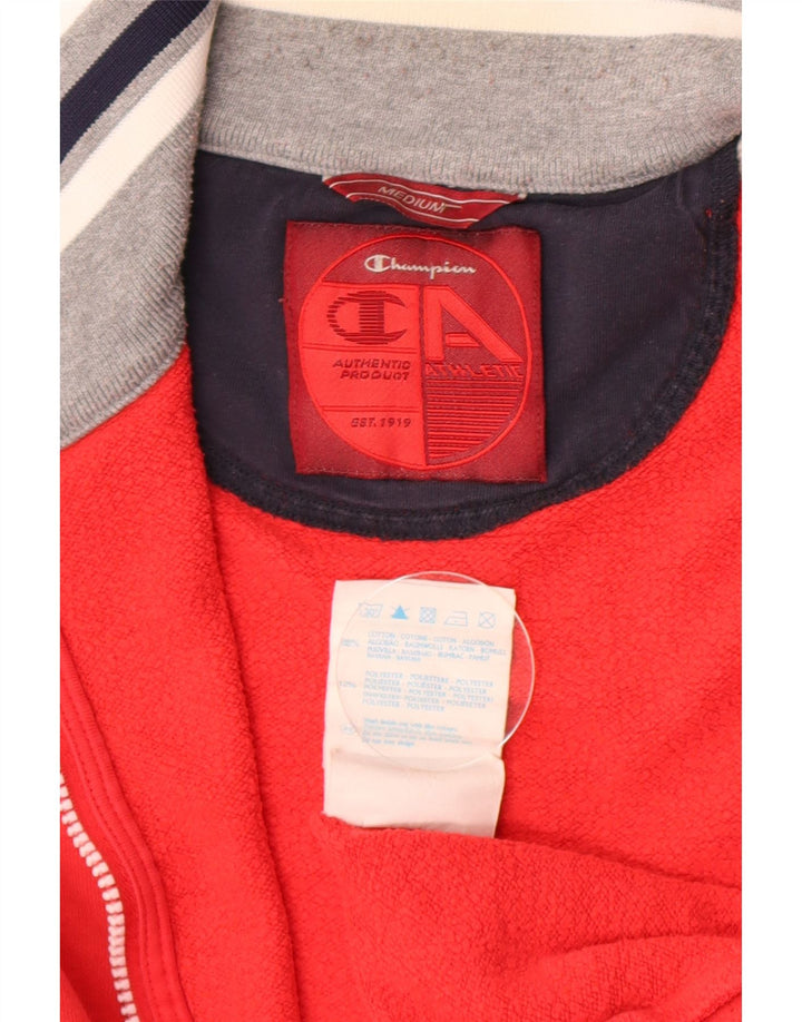 Champion Mens Tracksuit Top Jacket Medium Red Colourblock Cotton