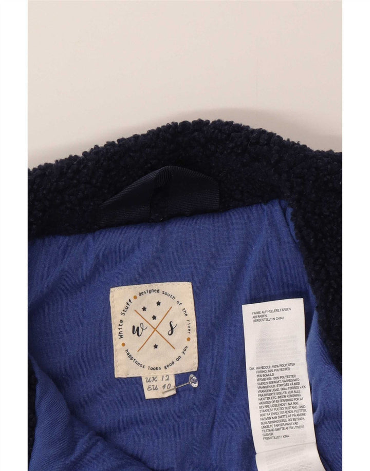 White Stuff Womens Fleece Jacket UK 12 Medium Navy Blue Polyester