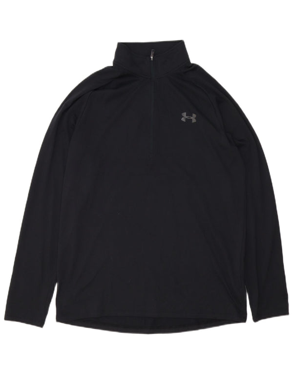 Under Armour Mens Heat Gear Zip Neck Pullover Tracksuit Top Medium Black