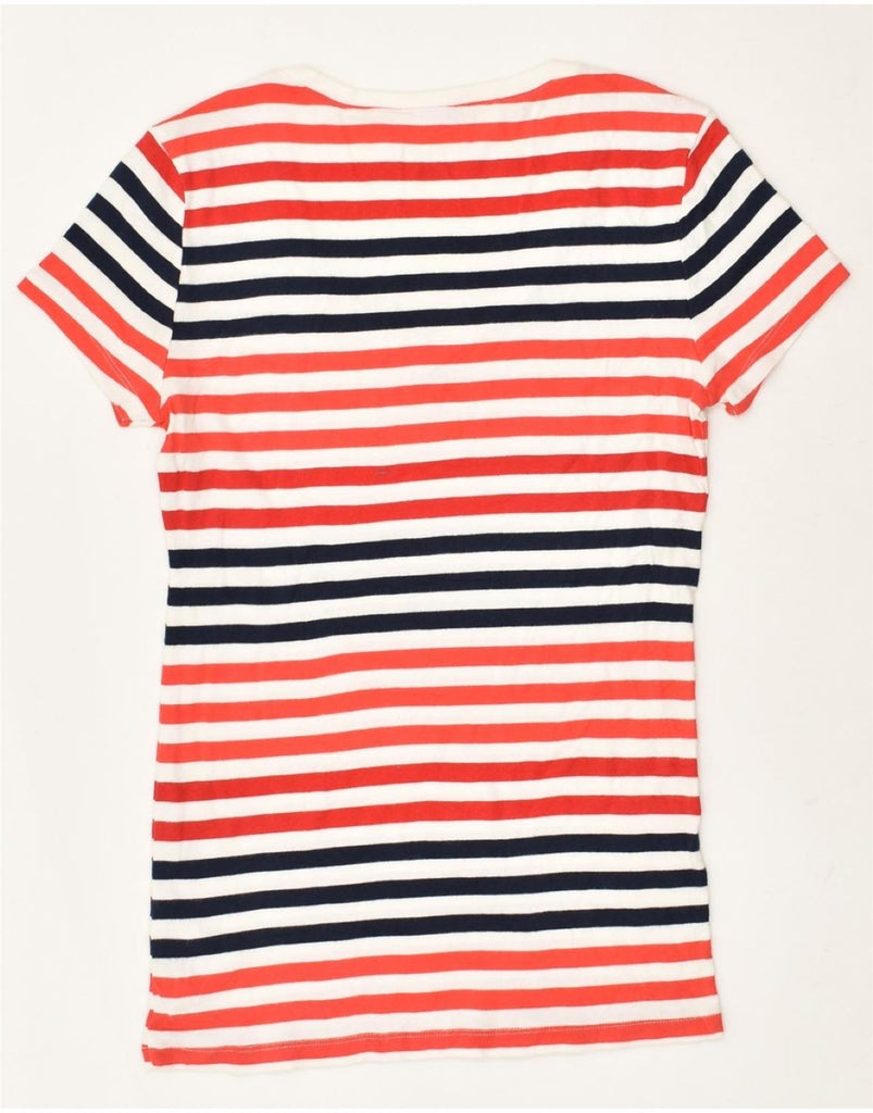 TOMMY HILFIGER Womens T-Shirt Top UK 12 Medium Red Striped Cotton | Vintage Tommy Hilfiger | Thrift | Second-Hand Tommy Hilfiger | Used Clothing | Messina Hembry 