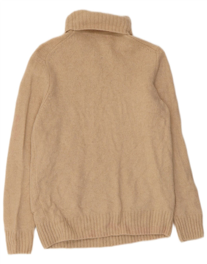 Zara Womens Roll Neck Jumper Sweater UK 12 Medium Beige Wool