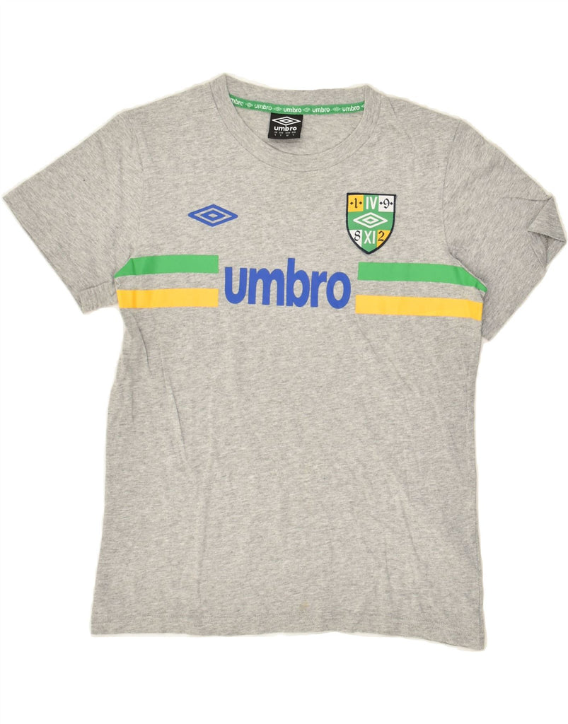 UMBRO Womens Graphic T-Shirt Top UK 10 Small Grey Cotton | Vintage Umbro | Thrift | Second-Hand Umbro | Used Clothing | Messina Hembry 