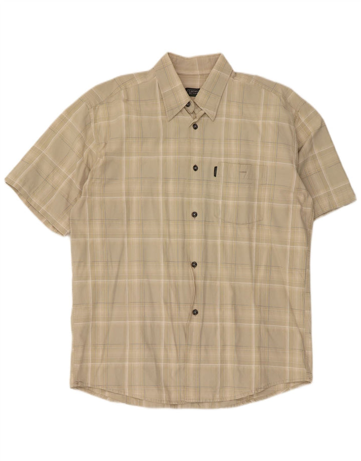 Camel Active Mens Short Sleeve Shirt XL Beige Check