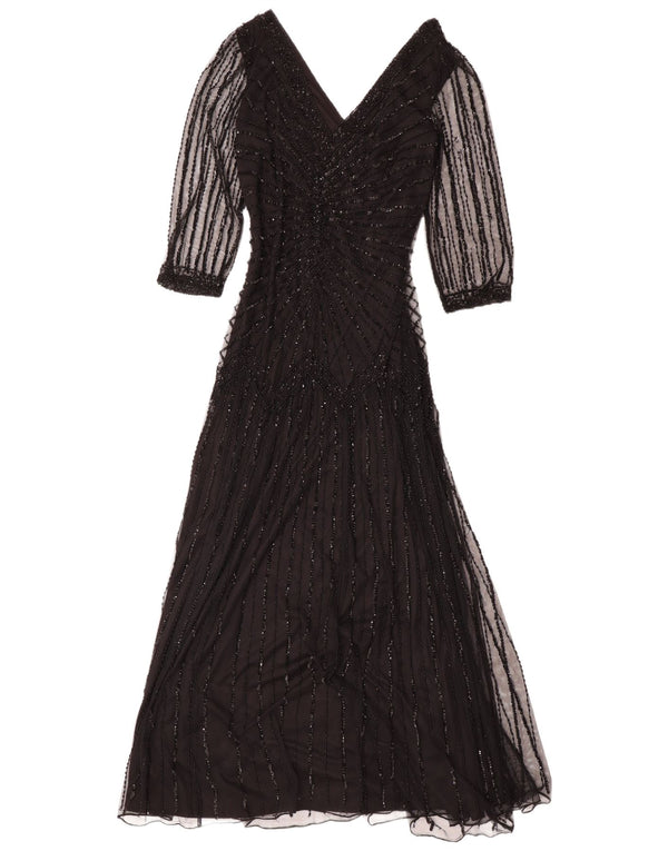 Pisarro Nights Womens 3/4 Sleeve Lace Maxi Dress EU 38 Medium Black Rayon