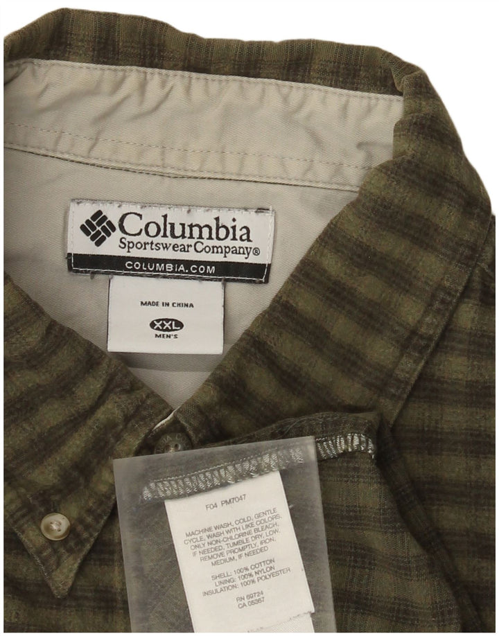 Columbia Mens Shirt 2XL Green Check Cotton