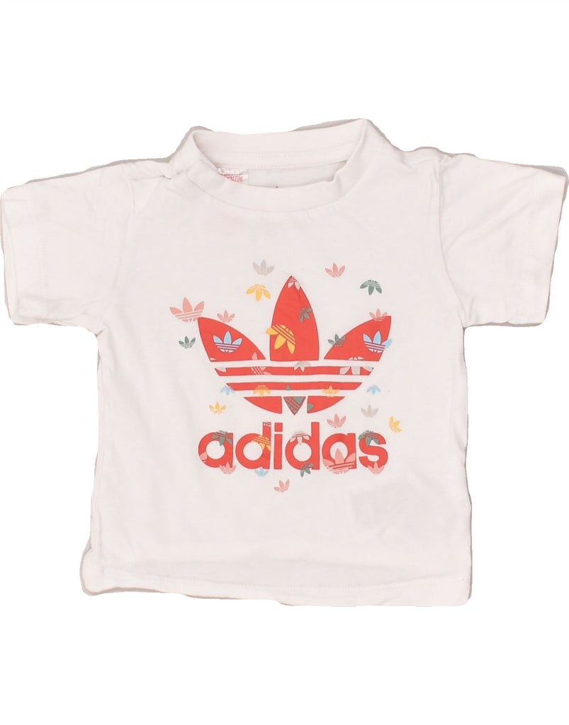 ADIDAS Baby Girls Graphic T-Shirt Top 6-9 Months White Spotted Cotton | Vintage Adidas | Thrift | Second-Hand Adidas | Used Clothing | Messina Hembry 