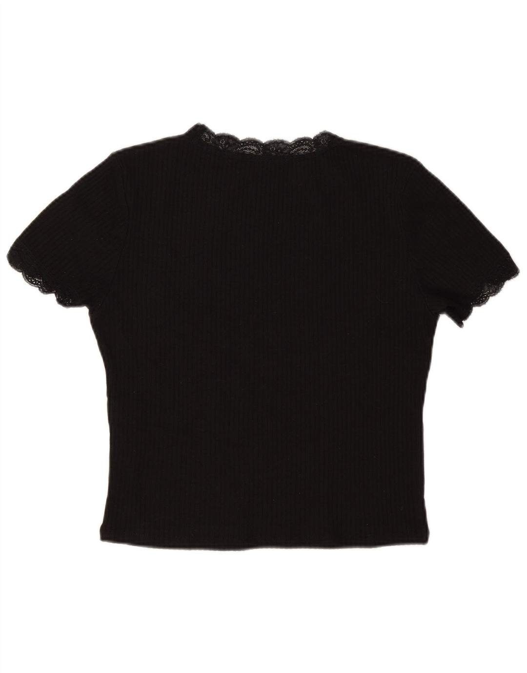 Zara Womens Crop Blouse Top UK 14 Large Black Cotton