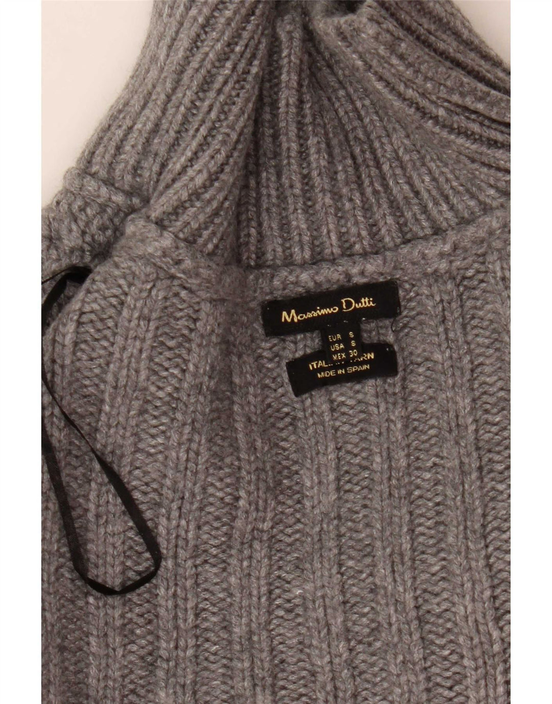 Massimo Dutti Womens Crop Turtle Neck Jumper Sweater UK 10 Small Grey
