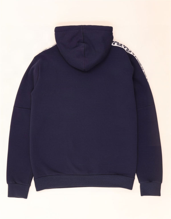 Fila Mens Graphic Loose Fit Hoodie Jumper Small Navy Blue Colourblock