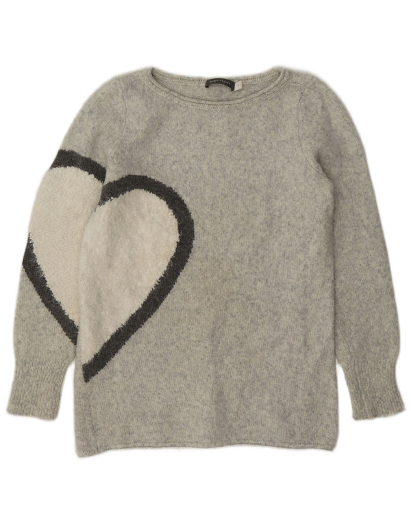 MINT VELVET Womens Graphic Boat Neck Jumper Sweater UK 10 Small Grey