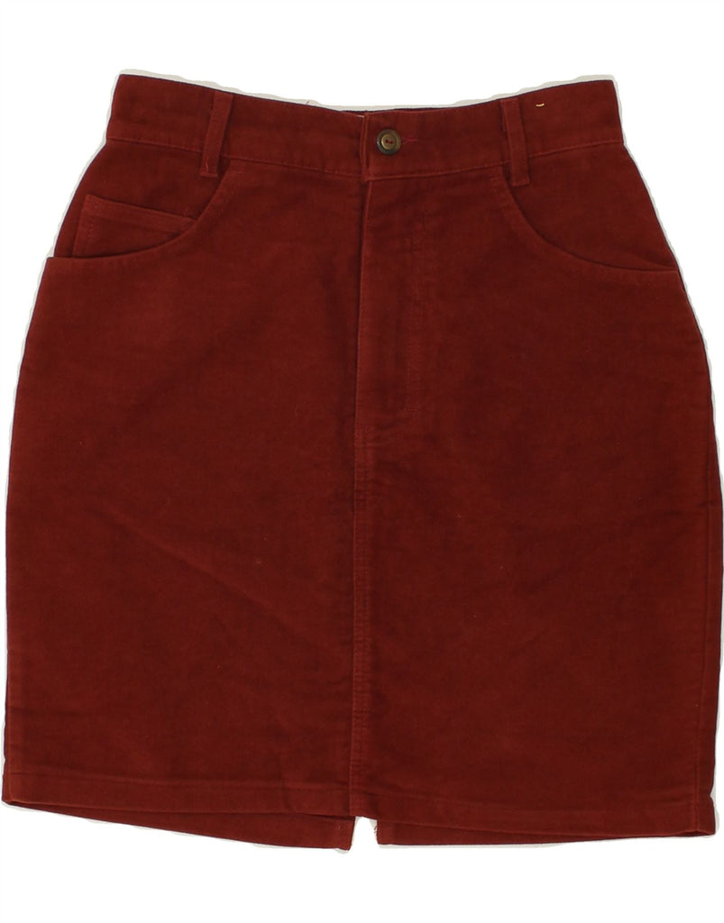 VINTAGE Womens High Waist Pencil Skirt IT 44 Medium W26 Maroon Cotton | Vintage Vintage | Thrift | Second-Hand Vintage | Used Clothing | Messina Hembry 