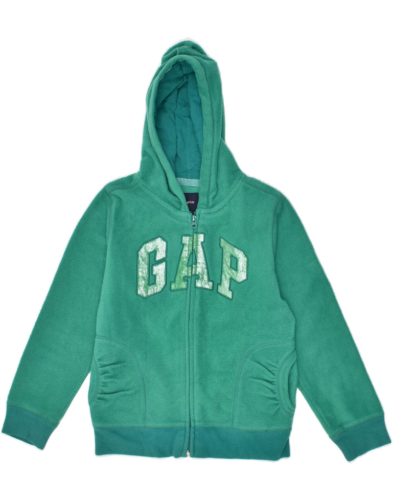 GAP Girls Graphic Hooded Fleece Jacket 10-11 Years Green Polyester | Vintage Gap | Thrift | Second-Hand Gap | Used Clothing | Messina Hembry 