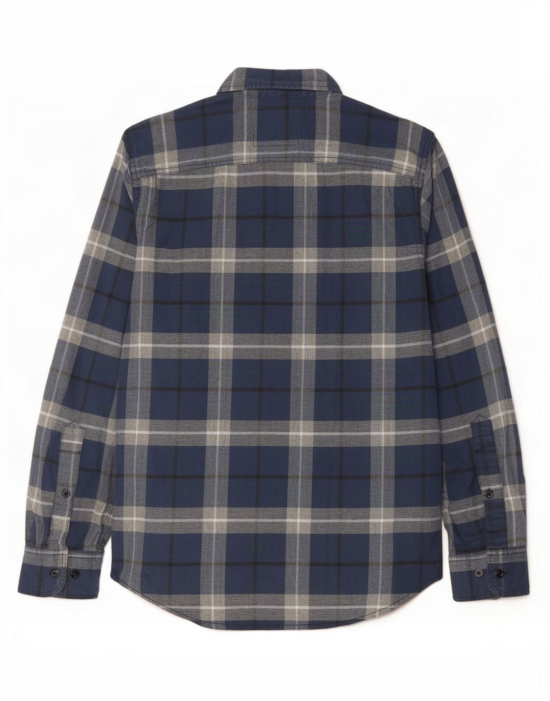 Hollister Mens Stretch Shirt Small Navy Blue Plaid Cotton