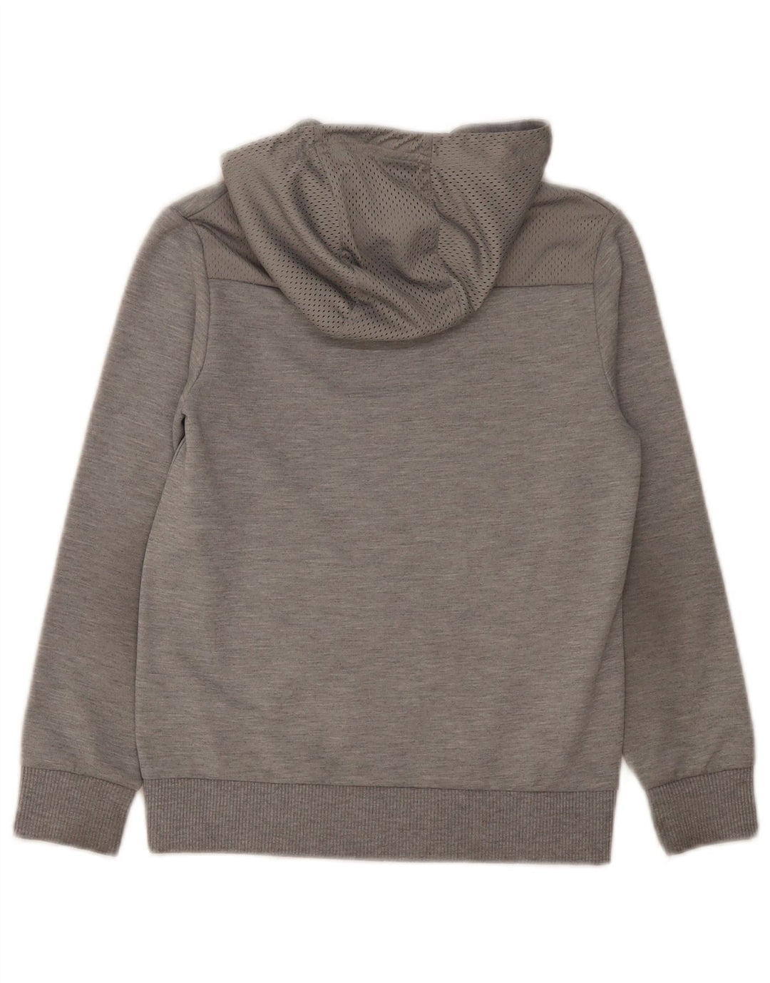 ADIDAS Boys Graphic Hoodie Jumper 9-10 Years Grey Flecked Polyester