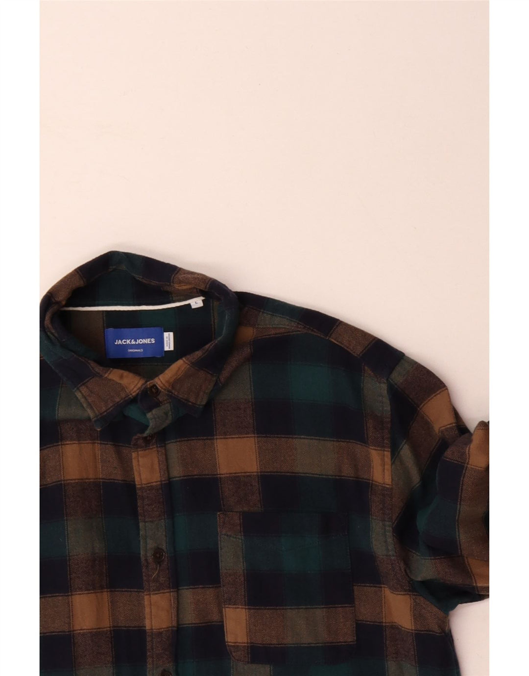 JACK & JONES Mens Flannel Shirt Large Multicoloured Gingham Cotton