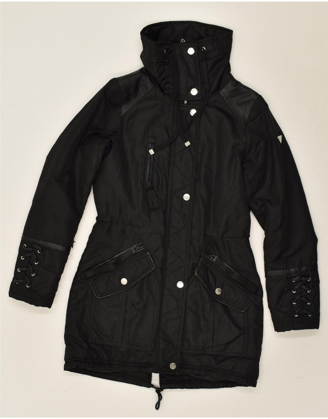 GUESS Womens Windbreaker Jacket US 4 Small Black Nylon | Vintage Guess | Thrift | Second-Hand Guess | Used Clothing | Messina Hembry 