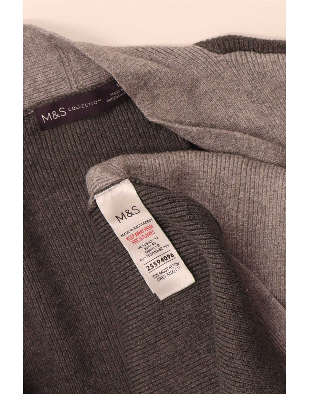 Marks & Spencer Womens Longline Cardigan Sweater UK 12 Medium Grey