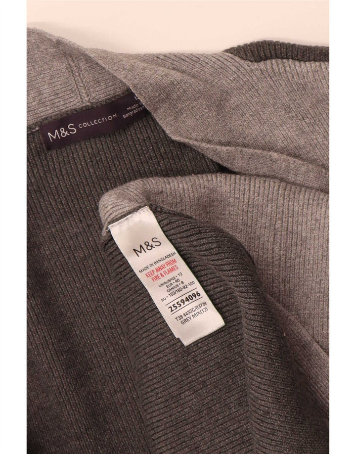 Marks & Spencer Womens Longline Cardigan Sweater UK 12 Medium Grey