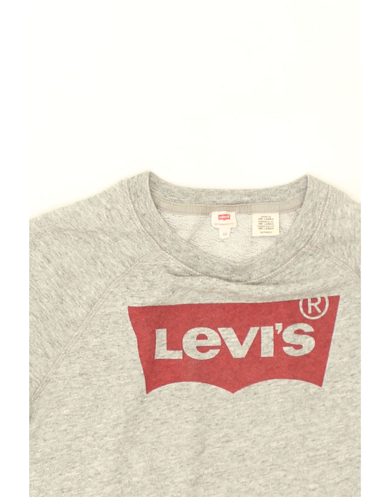 LEVI'S Womens Graphic Sweatshirt Jumper UK 6 XS Grey Cotton | Vintage Levi's | Thrift | Second-Hand Levi's | Used Clothing | Messina Hembry 