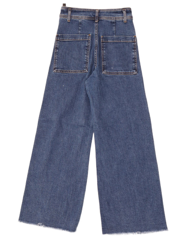 Zara Womens High Waist Wide Leg Jeans EU 34 2XS W24 L28 Blue