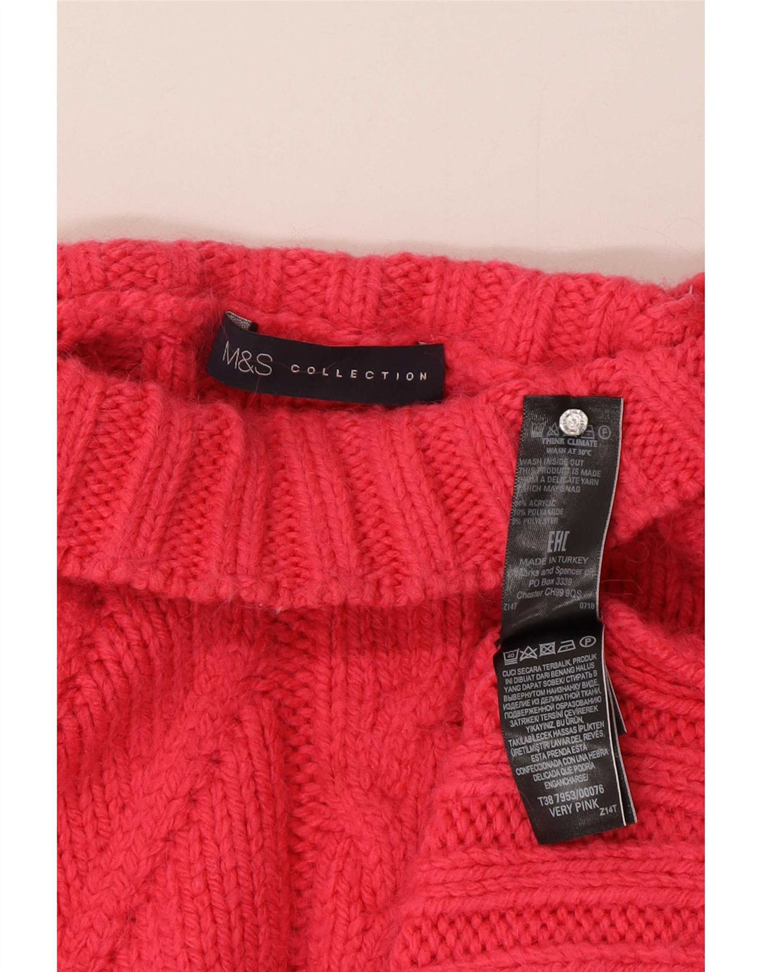 Marks & Spencer Womens Turtle Neck Jumper Sweater UK 16 Large Pink