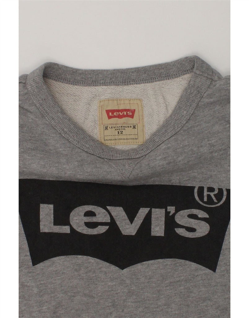 LEVI'S Boys Graphic Sweatshirt Jumper 11-12 Years Grey Cotton | Vintage Levi's | Thrift | Second-Hand Levi's | Used Clothing | Messina Hembry 