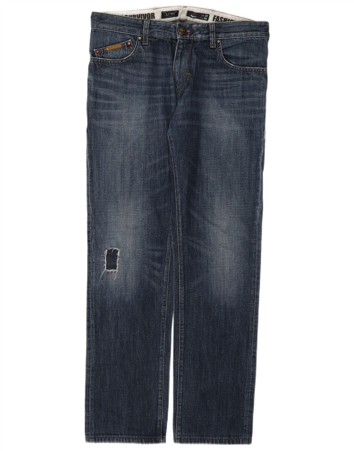 Armani Jeans Mens Regular Straight Jeans W33 L34 Navy Blue Cotton
